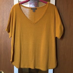 Yellow Waffle Knit Flowy Tee